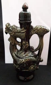 11" Antique 2China Dragon Flamingo Lucky Symbol Liquor Bottle Jar Porcelain Rare - Picture 1 of 12