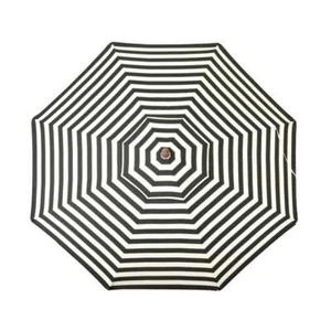 9 ft. Wooden Market Patio Umbrella in Black and White Stripes - Picture 1 of 5