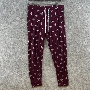 Pink Women's Sleepwear Pants Size Medium Purple Low Rise Elastic Waist Tapered - Picture 1 of 11