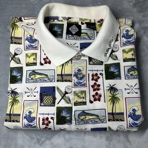 Vintage Tabasco Shirt Mens 2XL Golf Polo AOP Tropical Floral Beach - Picture 1 of 11