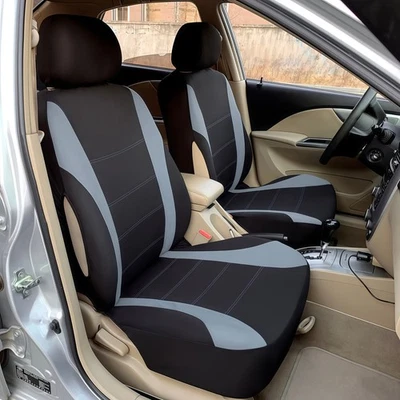 Fundas de asiento de auto universales aptas para la mayoría de los autos SUV camioneta furgoneta poliéster - par delantero Foto 1 de 4