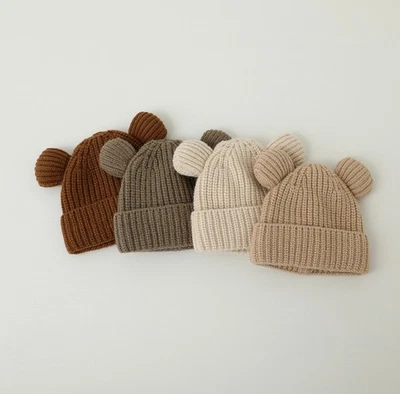 Sombrero de oso tejido de invierno para bebé niño pequeño gorro cálido (1-4 años) Foto 1 de 4