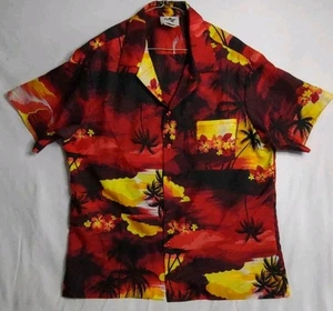 Vintage Hilo Hattie Hawaiian Shirt Men XL Made In Hawaii Floral Red - Picture 1 of 5