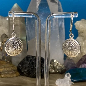 TAXCO Mexiko Sterling Silber Ohrringe Maya Azteken Kalender 11,6 g AN1125-45 F - Bild 1 von 14