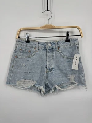 Nuevo con etiquetas Pantalones Cortos Pacsun High Rise Festival Mujeres 26 Medianos Índigo Rasgado Denim Cremallera Mosca Foto 1 de 4