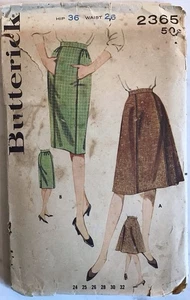 Butterick Cut/Complete Sewing Pattern 2365 Misses Skirt, Waist 26, Vintage 1963 - Picture 1 of 2