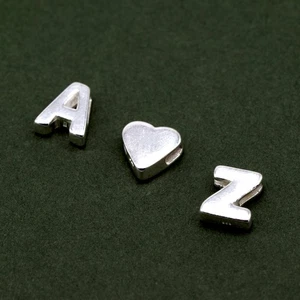 Echt 925 Sterling Silber Alphabet Anfangsbuchstabe Einfädler A-Z & Herz Charm - Bild 1 von 10