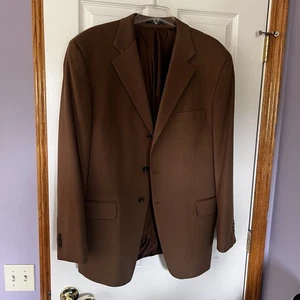 Saks Fifth Avenue Colombo Cashmere Blazer Men's 44 Long Tall Brown 2 Button EUC - Picture 1 of 7