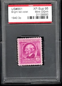 US @ 861 (1940) 3c - PSE Graded: XF/S95 - Mint OGnh (Encapsulated) Emerson - Picture 1 of 2