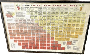De Long's Wine Grape Varietal Table, Lithograph Wall Art, 36”x 24”, Framed - Picture 1 of 3