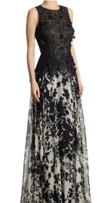 TERI JON PEPLUM LACE & SILK CHIFFON GOWN SIZE 12 US, BRAND NEW WITH TAGS! - Image 1 of 4