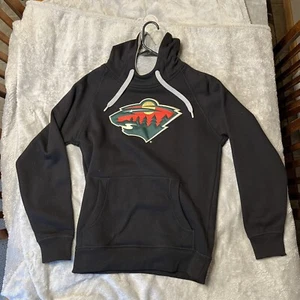 MN Wild Hoodie Mens Medium Black Pullover Sweatshirt NHL Hockey - New W/O Tags - Picture 1 of 7