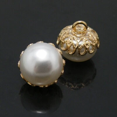 10Pcs Full Round Faux Pearl Ball Buttons for Sewing Dress Shirt DIY Craft - Image 1 of 4