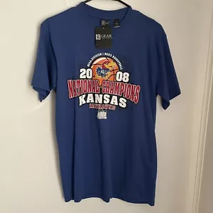 New KU Jayhawks Mens Medium T-shirt Blue NCAA Final Four 2008 National Champions - Picture 1 of 4