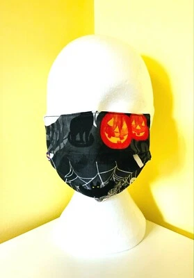 Halloween Face Mask Bats,Ghosts,Pumpkins Adjust cords +nose wire - Image 1 of 4