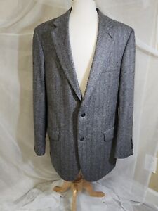 Vintage Mens 100% Cashmere Blazer Sport Coat Jacket Herringbone 42 XL Classic