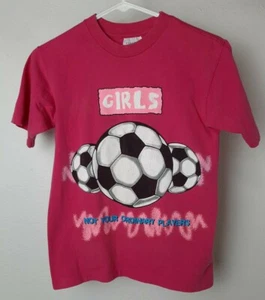 College Ware USA Girls L Pink Soccer Shirt Not Your Average Players Vintage 90s - Picture 1 of 3