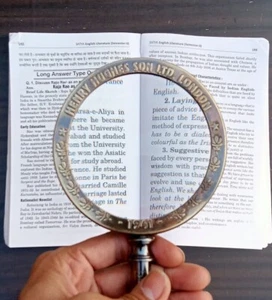 Brass Magnifying Glass 9.5" Vintage Handheld Reading Gift Engraved Antique - Bild 1 von 10