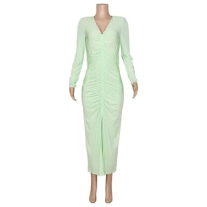 NWT SELF-PORTRAIT Jersey Gathered Midi Dress, Spearmint, 6 (US) - Picture 1 of 8