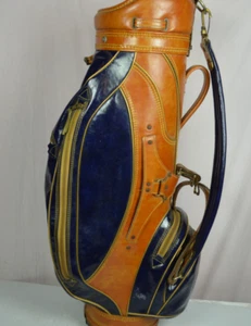 Vintage Burton leather vinyl golf cart bag 6 way top with rain cover - Picture 1 of 8