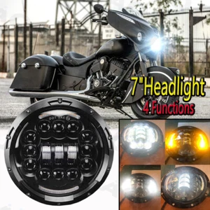 Faro LED DRL anillo tórico alto/bajo para motocicleta Indian Chieftain Dark Horse 7" - Imagen 1 de 9