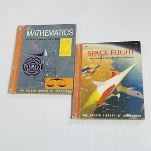 The Golden Library Of Knowledge Lot 2 Mathematics & Space Flight 1958 Hardcovers - Picture 1 of 18