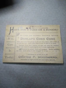 Antique Dunlap's Corn Cure Bunion Medicine Advertising Post Card Postcard - Picture 1 of 2