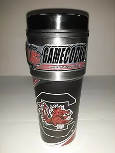 South Carolina Gamecocks 16 oz Travel Mug with Stainless Steel Top and Emblem - Picture 1 of 3
