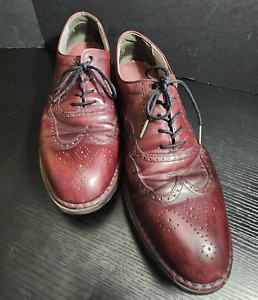Dress Sports By Rockport Men’s 10 W Shoes Brown Red Leather Wingtip Dress Vibram