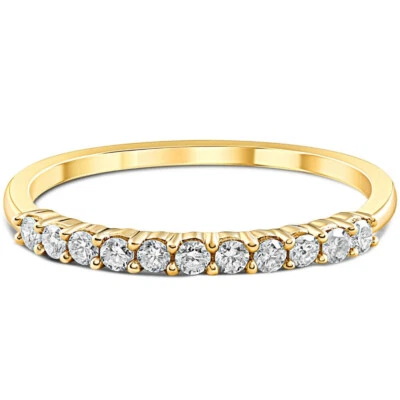 0,75Kt Diamant Ring Trauring Damen Band Verlobungsring Gelbgold-Finish Silber - Bild 1 von 4
