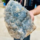 5.87LB natural blue celestite geode quartz crystal mineral specimen healing.
