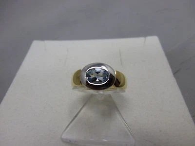 wunderschöner massiver Aquamarin Ring aus W & G  Gold 585 punziert ca. 0,75 ct - Bild 1 von 4