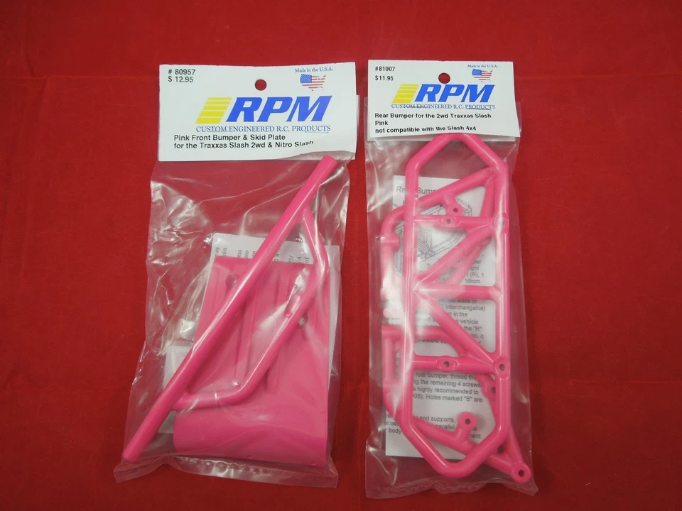 RPM TRAXXAS SLASH 2WD FRONT + REAR PINK BUMPERS BUMPER 80957 81007 XL5 VXL  - Image 1 of 1