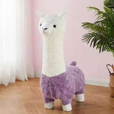 Alpaca Stool Chair Upholstered Fleece Stool Ottoman Footrest Cartoon Stools - Image 1 of 4