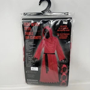 Kids Devil Halloween Costume Fade In/Out Light Up Eyes Red Cape Small 4/6 NEW - Picture 1 of 14