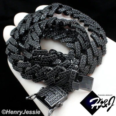 COLLAR CADENA CUBANA MIAMI CHAPADO EN ORO/PLATA/NEGRO 14K 14,5"-30" PARA HOMBRE Foto 1 de 3