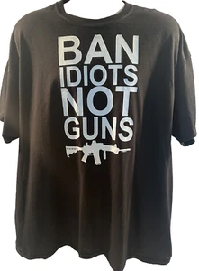 Mens Tee Shirt "Ban Idiots Not Guns" Size 2XL - Picture 1 of 4