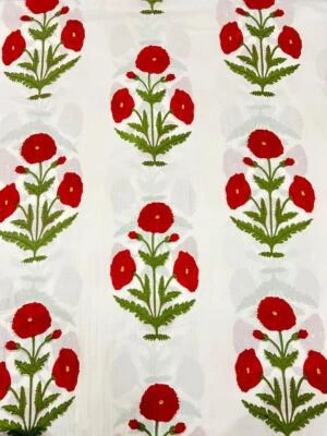 5 Yard Hand Block Print Handmade Cotton Indian Natural Sanganeri Print Fabric. - Image 1 of 4