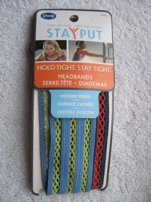 2 Goody Fabric Mesh Hidden Tread Stay Put Slide Proof Hold Head Band Secure Fit - Image 1 of 3