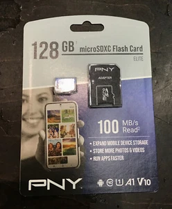 PNY Elite 128GB MicroSDXC Flash Card P-SDU128V11100ELMA-GE CLASS 10 A1 V10 - Picture 1 of 2