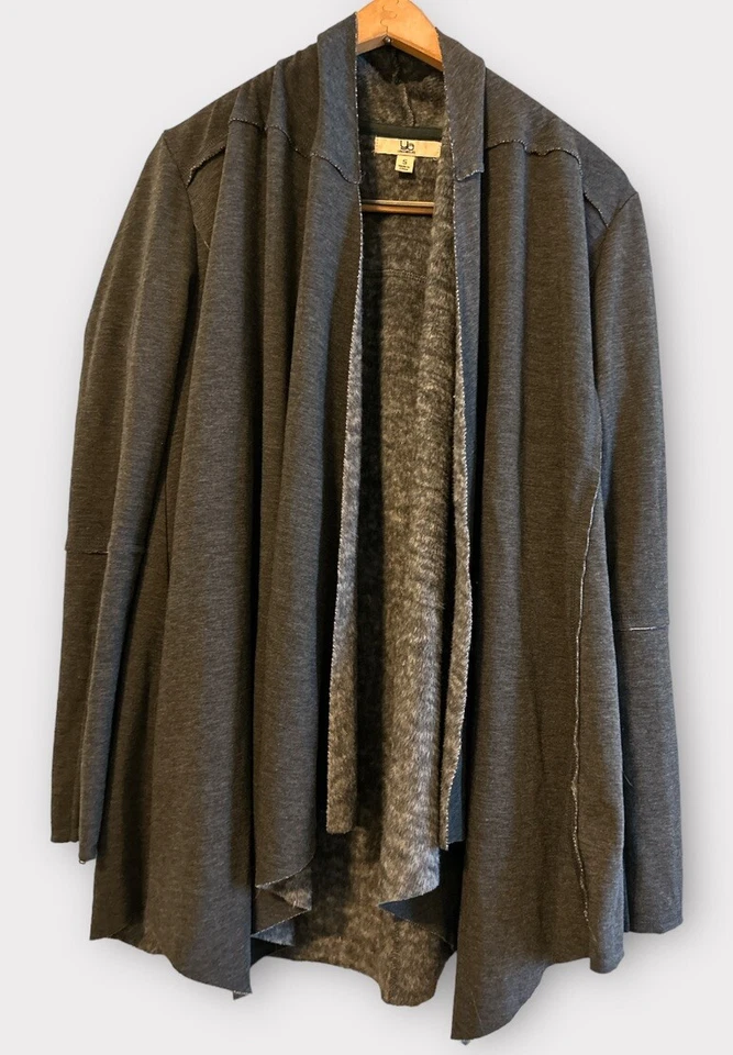 Ya Los Angeles Black Scarf Hem Lined Open Front Duster Blazer Jacket Size S - Image 1 of 4