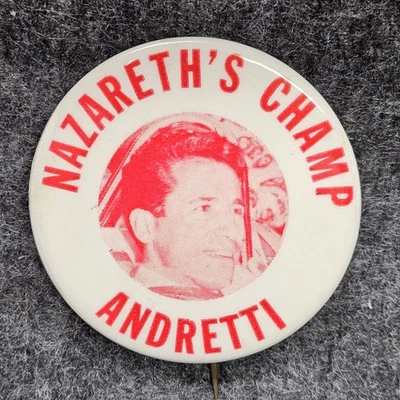 Prendedor raro vintage Mario Andretti Pinback botón Indianápolis 500 INDY Race Foto 1 de 4