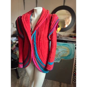 Vintage Bob Mackie Multi-Colored Quilt Suede Jacket - Picture 1 of 15