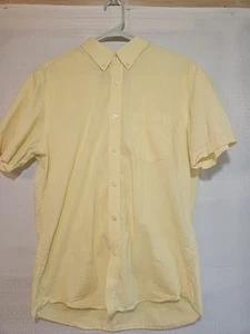 Banana Republic Camicia Uomo Grande Manica Corta Giallo Stampa Geometrica 100% Cotto - Foto 1 di 10