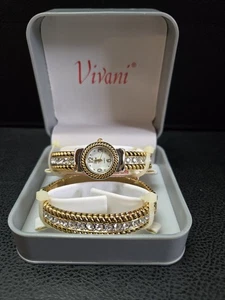 Juego de reloj y pulsera Vivani tono dorado/estrás NECESITA BATERÍA  - Imagen 1 de 3