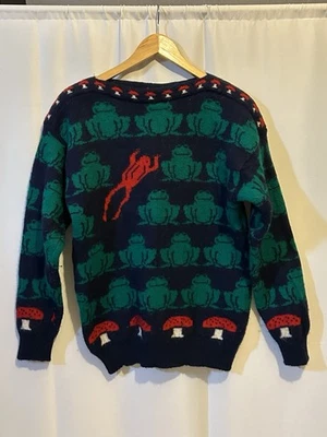 Vintage Jumpers Pure Wool Frog Mushroom Knit Jumper L - Image 1 of 4