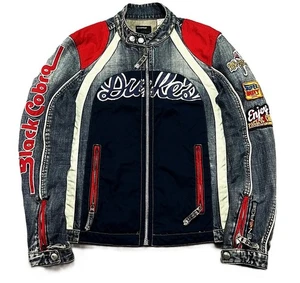 $799 Designer ENERGIE GOLD Men's Diesel Logo Trim Race Denim Jeans Jacket M - Picture 1 of 13