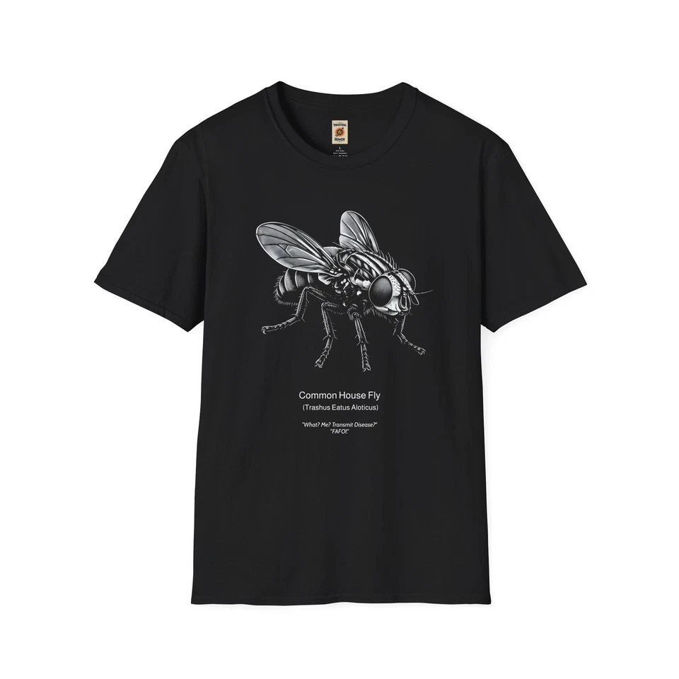 Camiseta unisex con gráfico de mosca de casa, camiseta para amantes de la naturaleza, regalo para vida silvestre, negra Foto 1 de 1