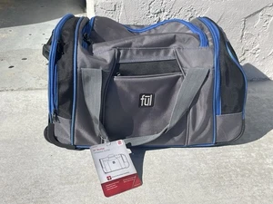 FUL Rolling Duffle 22”x12”x12” Carry On Gym Bag 2 Wheel Rolling Telescope Handle - Picture 1 of 9
