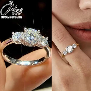 GENUINO 1CT ANILLO DE MOISSANITA 925 plata esterlina compromiso brillantes bandas nupciales - Imagen 1 de 21
